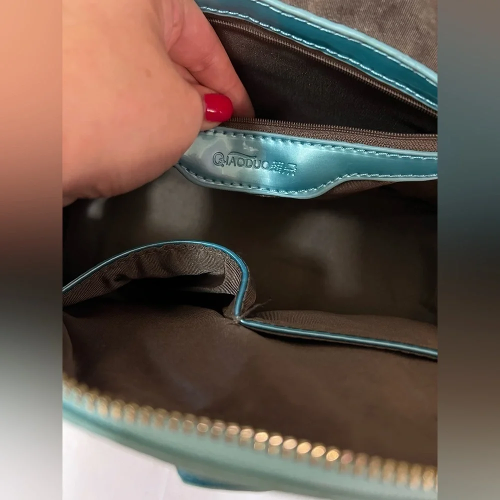 BOGO Elegant and Unique Blue and Green Floral Handbag Shiny Boho Nature ⚫️ - Picture 6 of 10